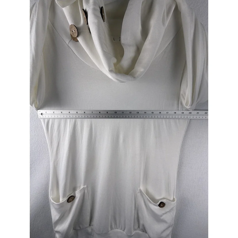 Womens‎ White Long Sleeve Cowl Neck Tunic Sz 12/14 Laganlook Super Soft Comfy